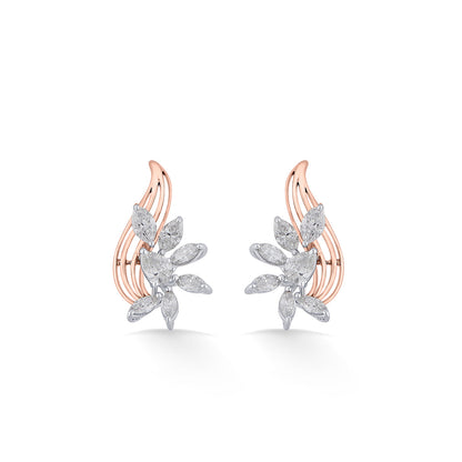 Golden Bloom Diamond & Gold Stud Earrings for Women