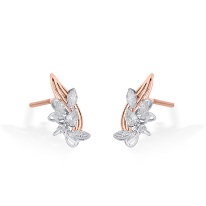 Golden Bloom Diamond & Gold Stud Earrings for Women