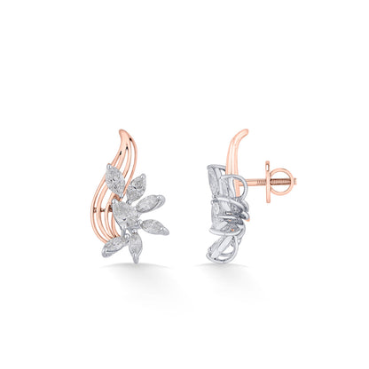 Golden Bloom Diamond & Gold Stud Earrings for Women