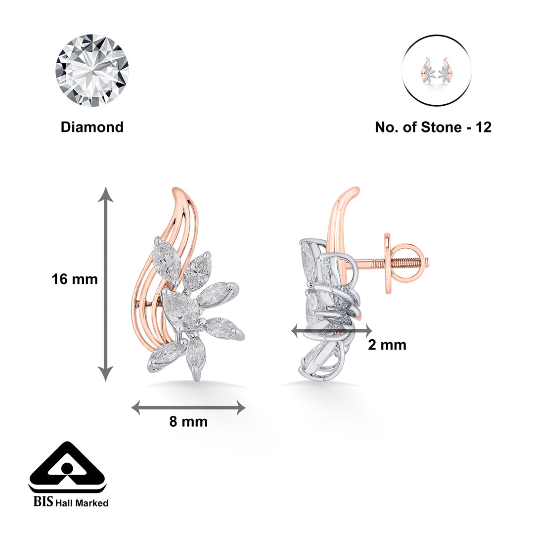 Golden Bloom Diamond & Gold Stud Earrings for Women