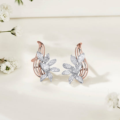 Golden Bloom Diamond & Gold Stud Earrings for Women