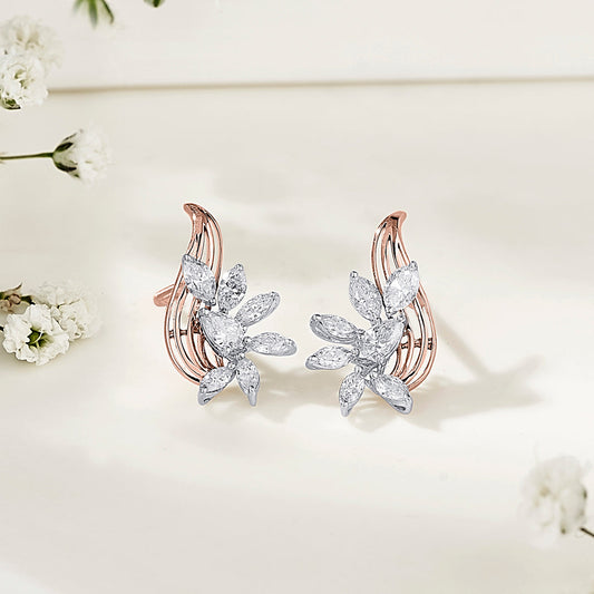 Golden Bloom Diamond & Gold Stud Earrings for Women