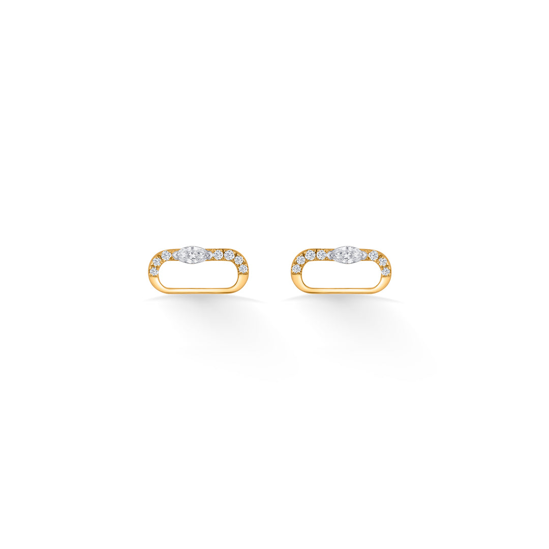 Ovalith Gleam Diamond & Gold Stud Earrings for Women