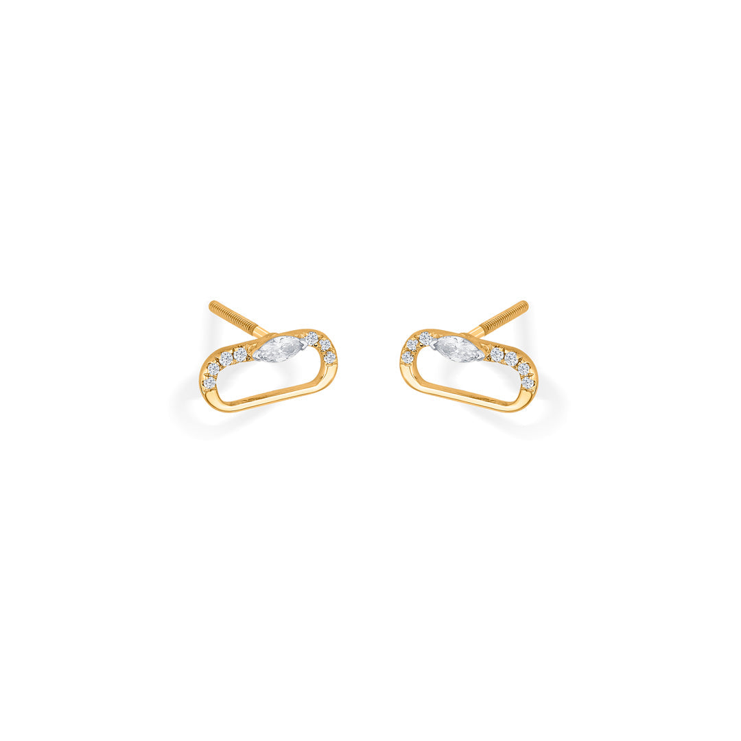 Ovalith Gleam Diamond & Gold Stud Earrings for Women