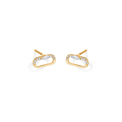 Ovalith Gleam Diamond & Gold Stud Earrings for Women
