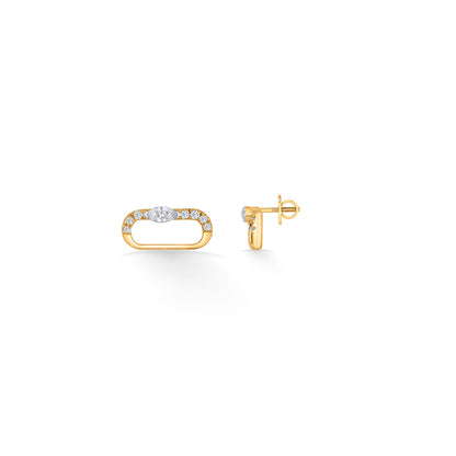 Ovalith Gleam Diamond & Gold Stud Earrings for Women