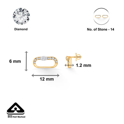 Ovalith Gleam Diamond & Gold Stud Earrings for Women