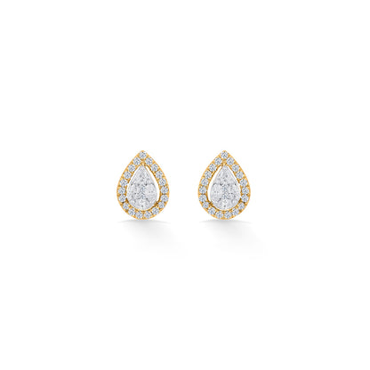 Dewdrop Spark Diamond & Gold Stud Earrings for Women