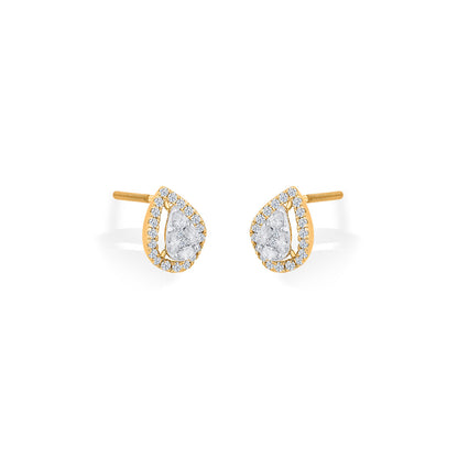 Dewdrop Spark Diamond & Gold Stud Earrings for Women