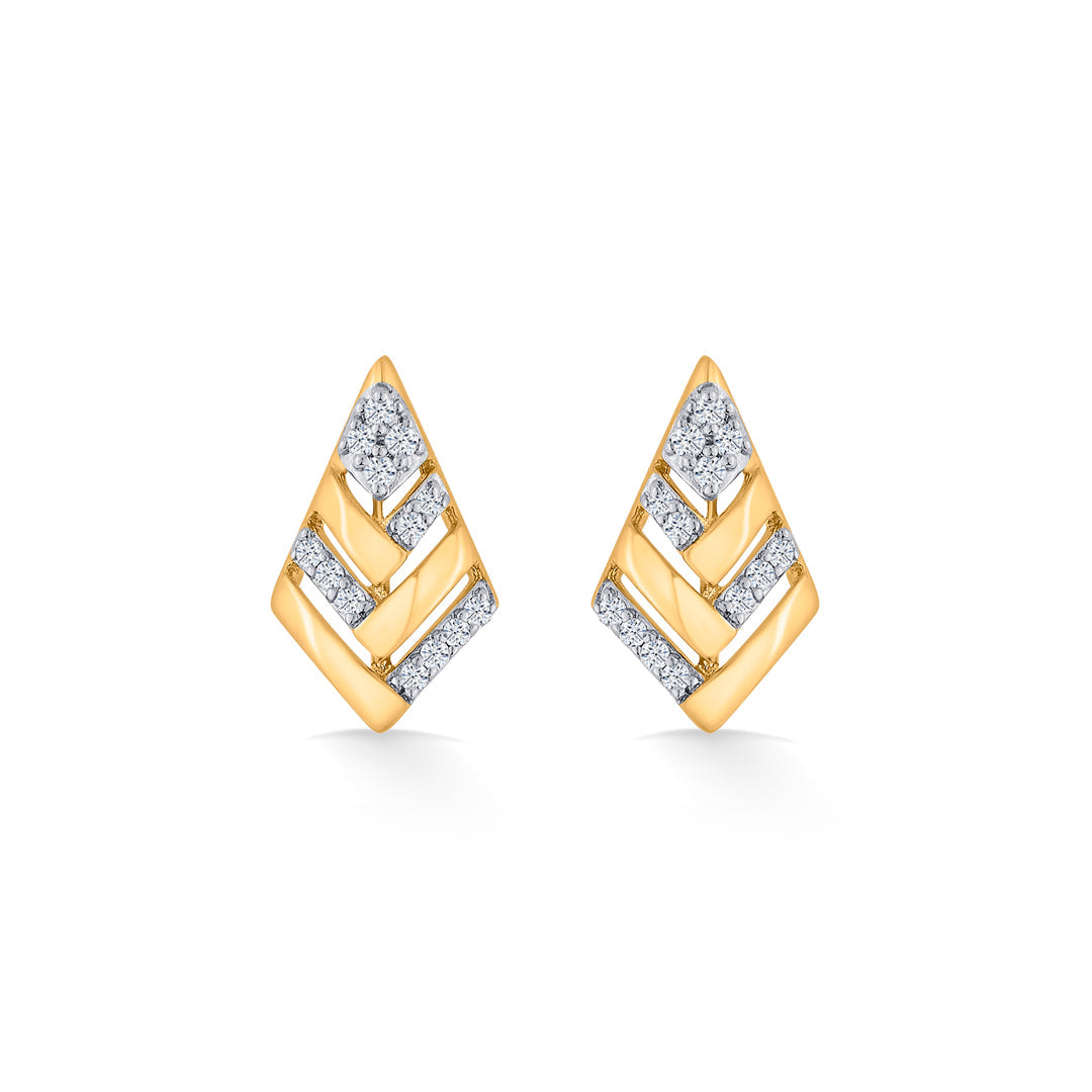 Crystal Crest Diamond & Gold Stud Earrings for Women