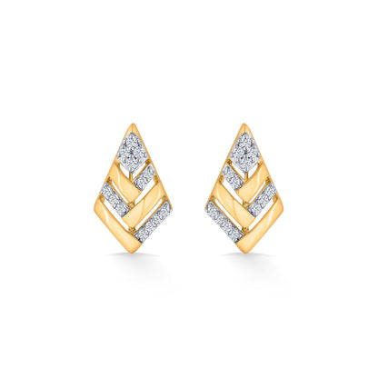 Crystal Crest Diamond & Gold Stud Earrings for Women