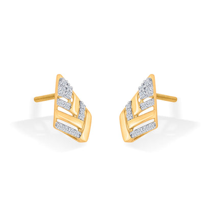 Crystal Crest Diamond & Gold Stud Earrings for Women