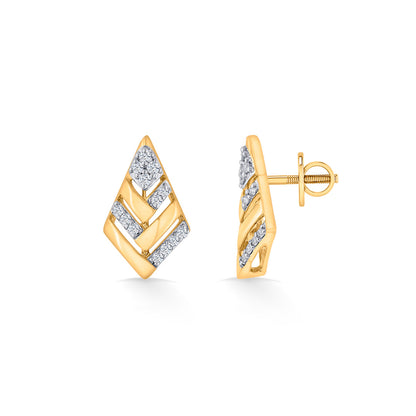 Crystal Crest Diamond & Gold Stud Earrings for Women