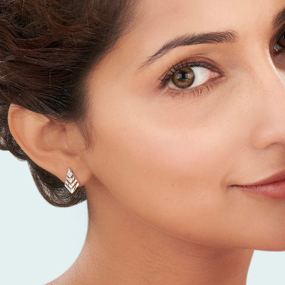 Crystal Crest Diamond & Gold Stud Earrings for Women