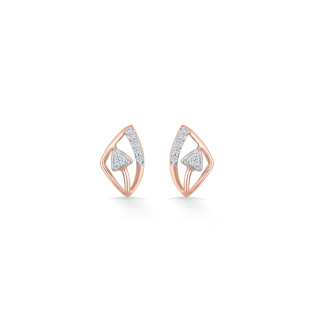 Evara Gleam Diamond & Gold Stud Earrings for Women