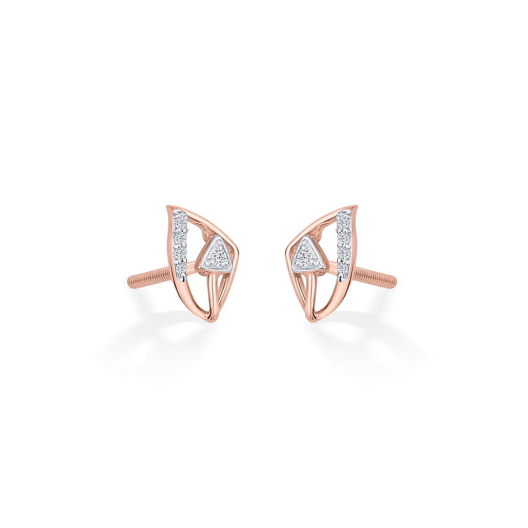Evara Gleam Diamond & Gold Stud Earrings for Women