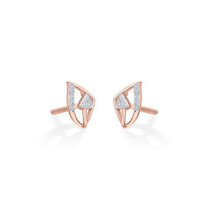 Evara Gleam Diamond & Gold Stud Earrings for Women