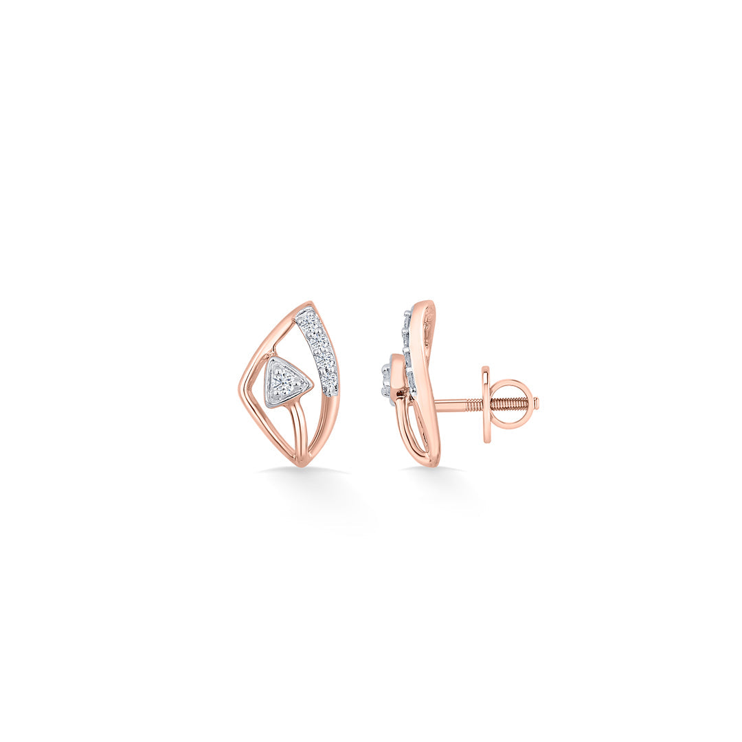 Evara Gleam Diamond & Gold Stud Earrings for Women