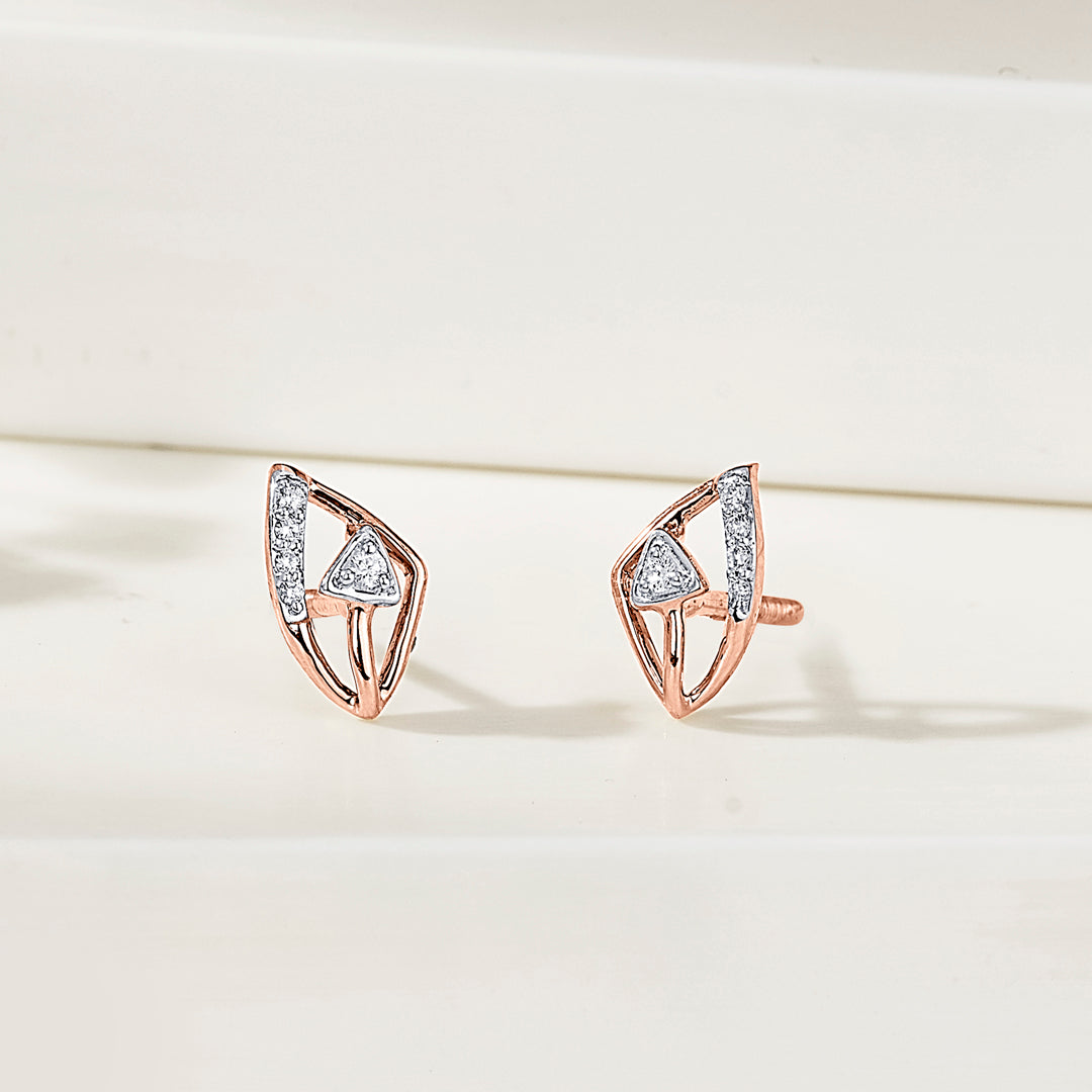 Evara Gleam Diamond & Gold Stud Earrings for Women