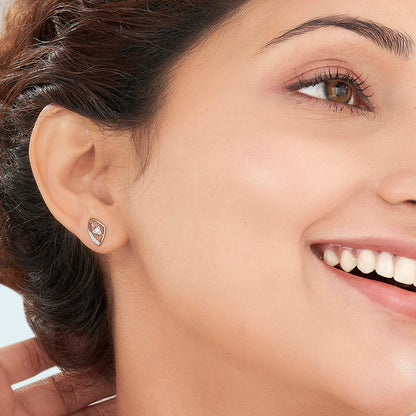 Evara Gleam Diamond & Gold Stud Earrings for Women