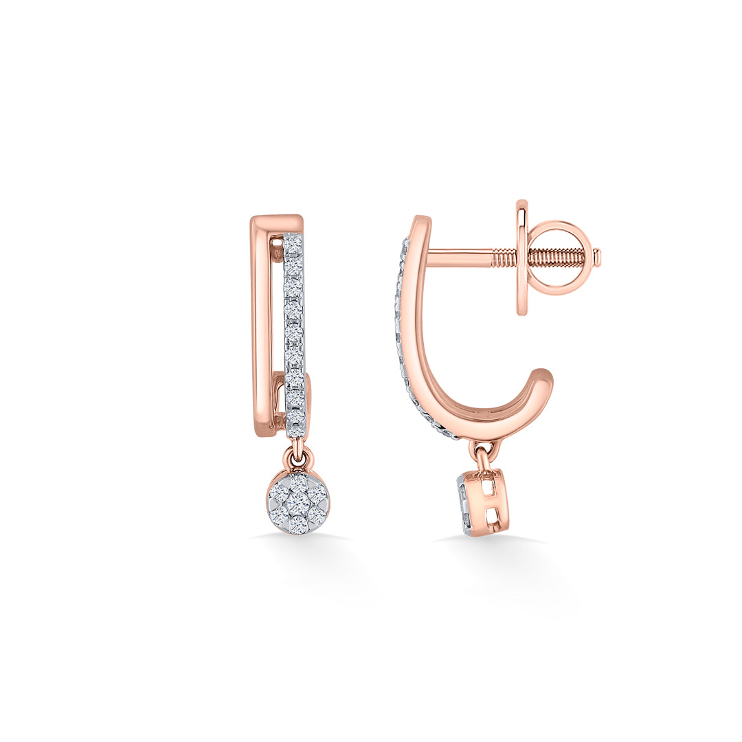 Dangleva Halo Diamond & Gold Hoops & Huggies Earrings for Women