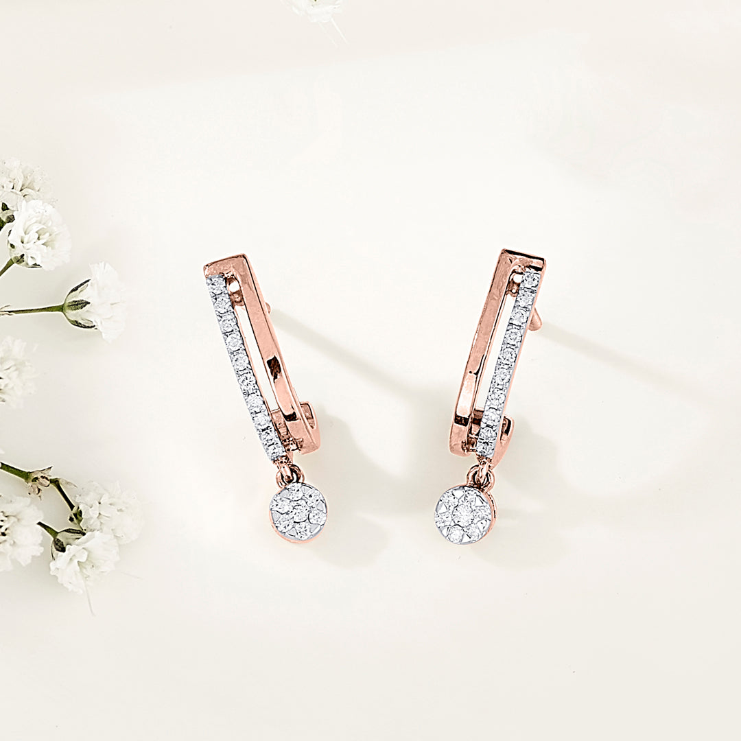 Dangleva Halo Diamond & Gold Hoops & Huggies Earrings for Women