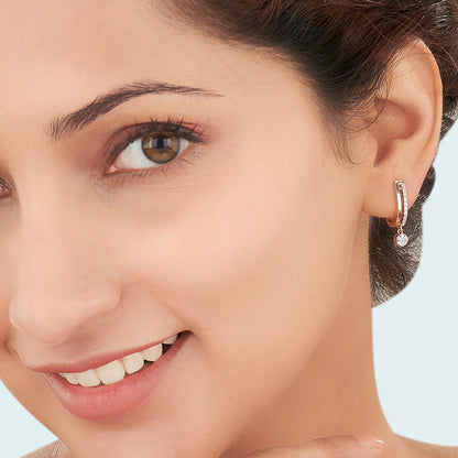 Dangleva Halo Diamond & Gold Hoops & Huggies Earrings for Women