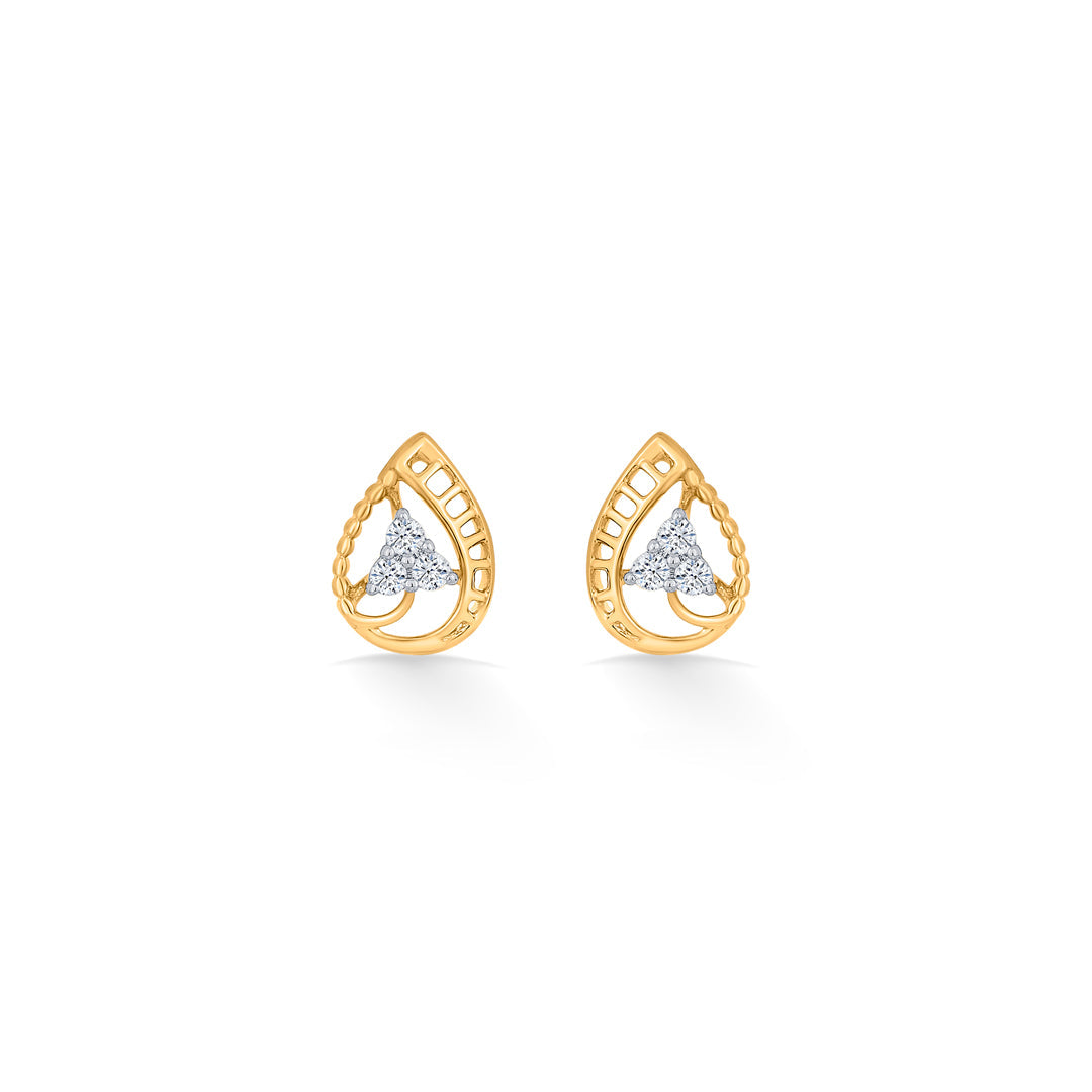 Teara Shine Diamond & Gold Stud Earrings for Women