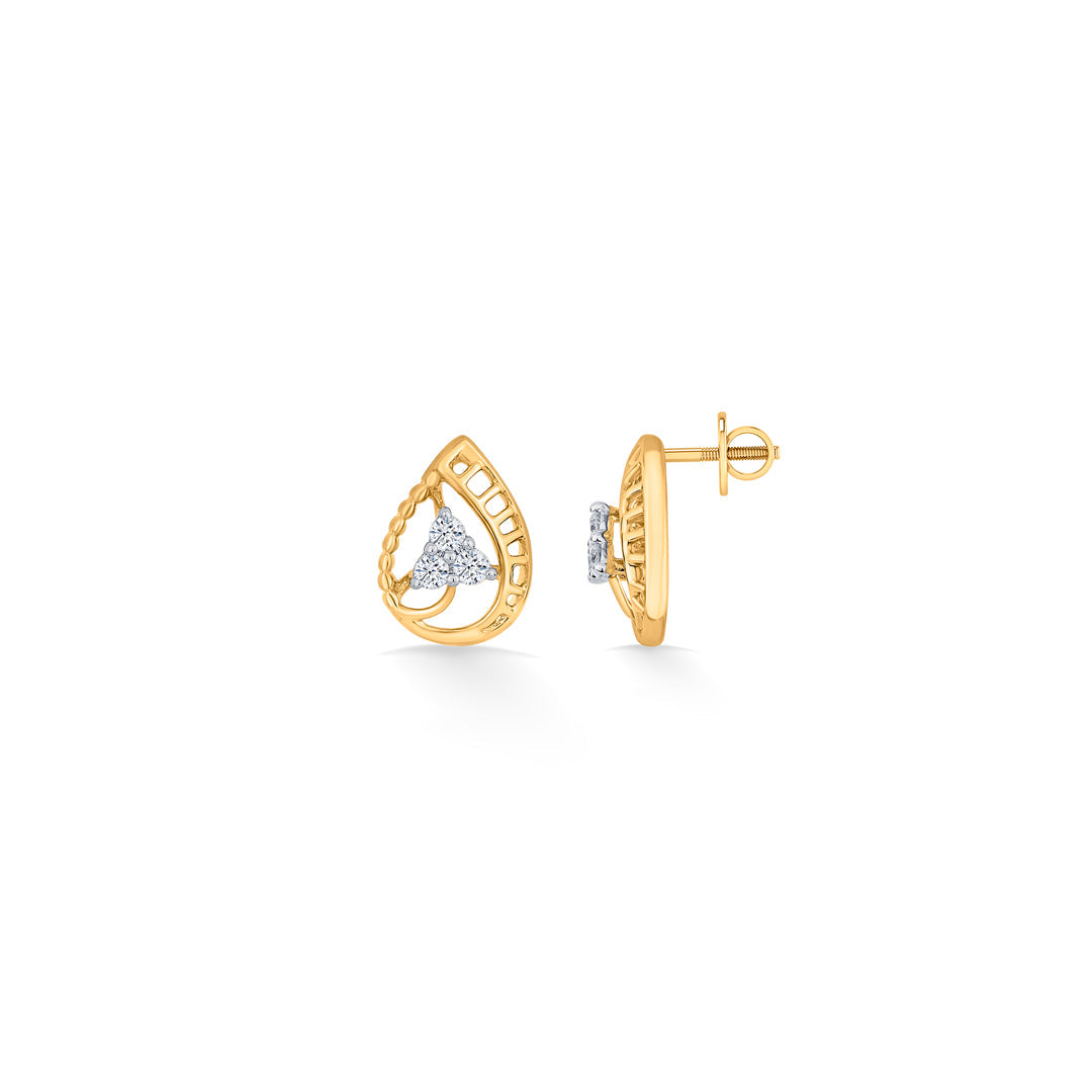 Teara Shine Diamond & Gold Stud Earrings for Women
