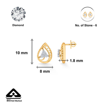 Teara Shine Diamond & Gold Stud Earrings for Women