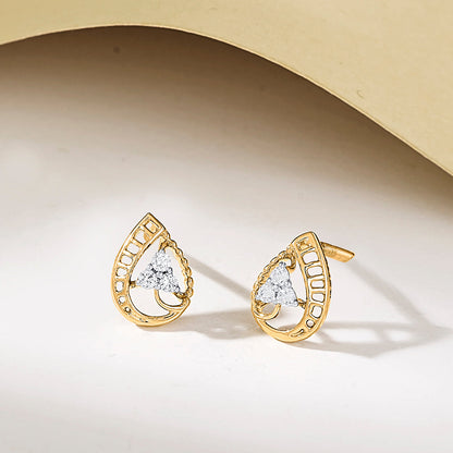 Teara Shine Diamond & Gold Stud Earrings for Women