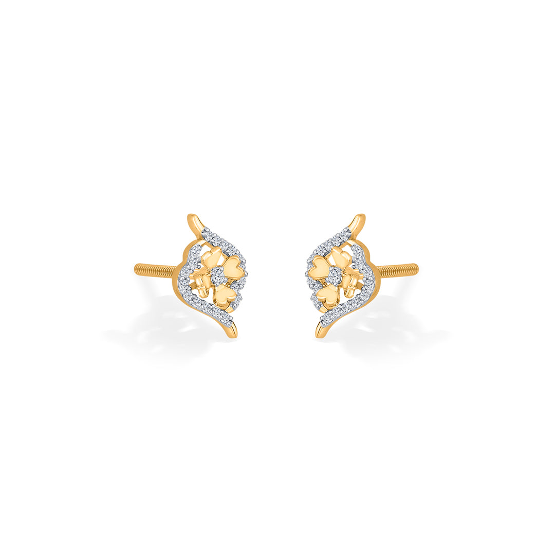 Bloom Flicker Diamond & Gold Stud Earrings for Women