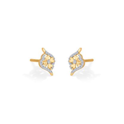 Bloom Flicker Diamond & Gold Stud Earrings for Women