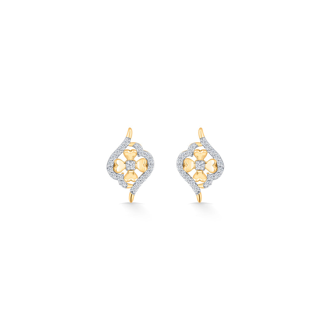 Bloom Flicker Diamond & Gold Stud Earrings for Women