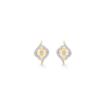 Bloom Flicker Diamond & Gold Stud Earrings for Women