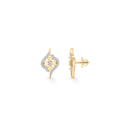 Bloom Flicker Diamond & Gold Stud Earrings for Women