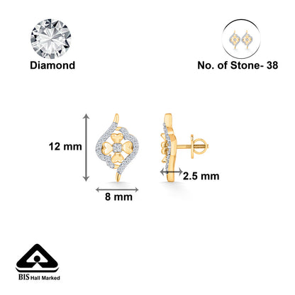 Bloom Flicker Diamond & Gold Stud Earrings for Women