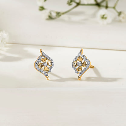 Bloom Flicker Diamond & Gold Stud Earrings for Women