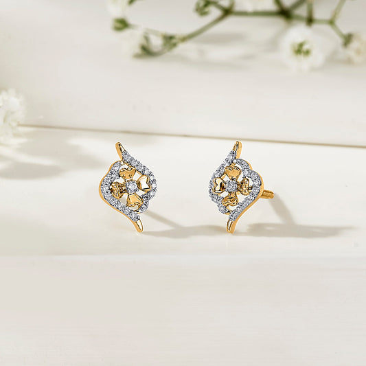 Bloom Flicker Diamond & Gold Stud Earrings for Women