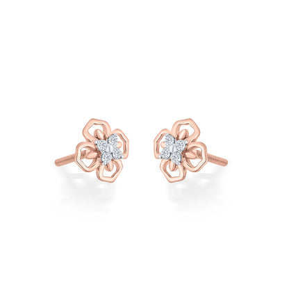 Prism Petals Diamond & Gold Stud Earrings for Women