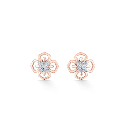Prism Petals Diamond & Gold Stud Earrings for Women