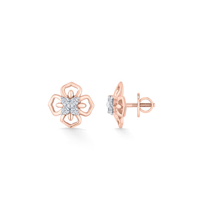Prism Petals Diamond & Gold Stud Earrings for Women