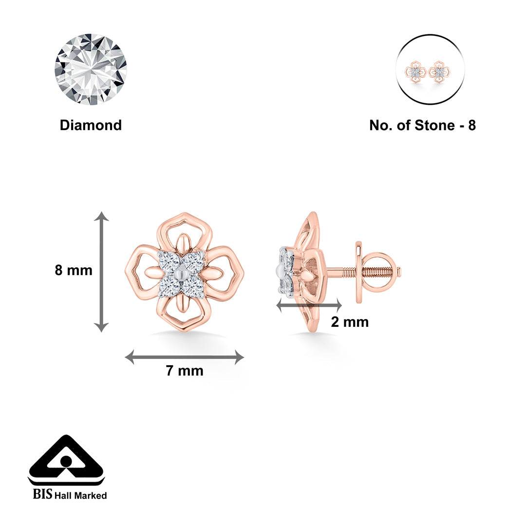 Prism Petals Diamond & Gold Stud Earrings for Women
