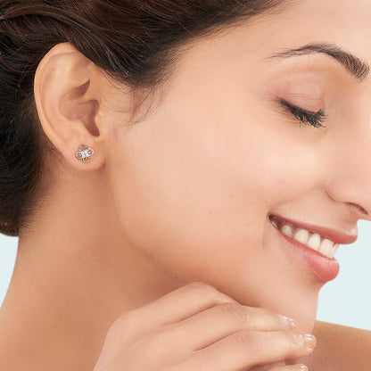 Prism Petals Diamond & Gold Stud Earrings for Women