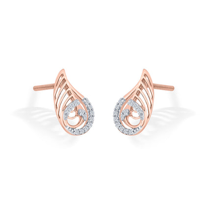 Fern Radiance Diamond & Gold Stud Earrings for Women