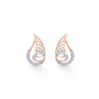 Fern Radiance Diamond & Gold Stud Earrings for Women
