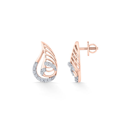 Fern Radiance Diamond & Gold Stud Earrings for Women