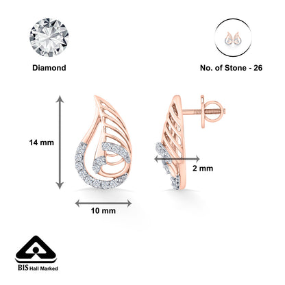 Fern Radiance Diamond & Gold Stud Earrings for Women