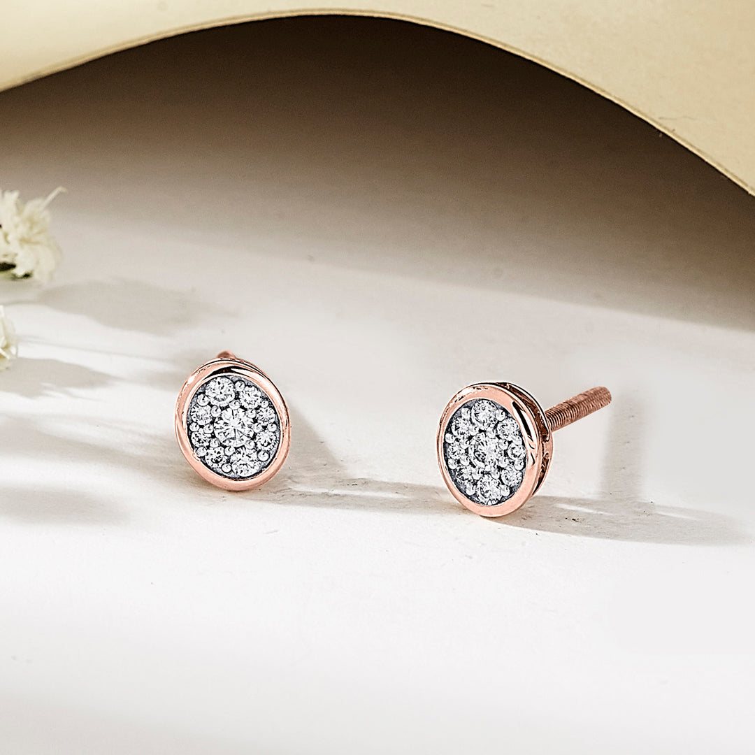 Vintage Shine Diamond & Gold Stud Earrings for Women
