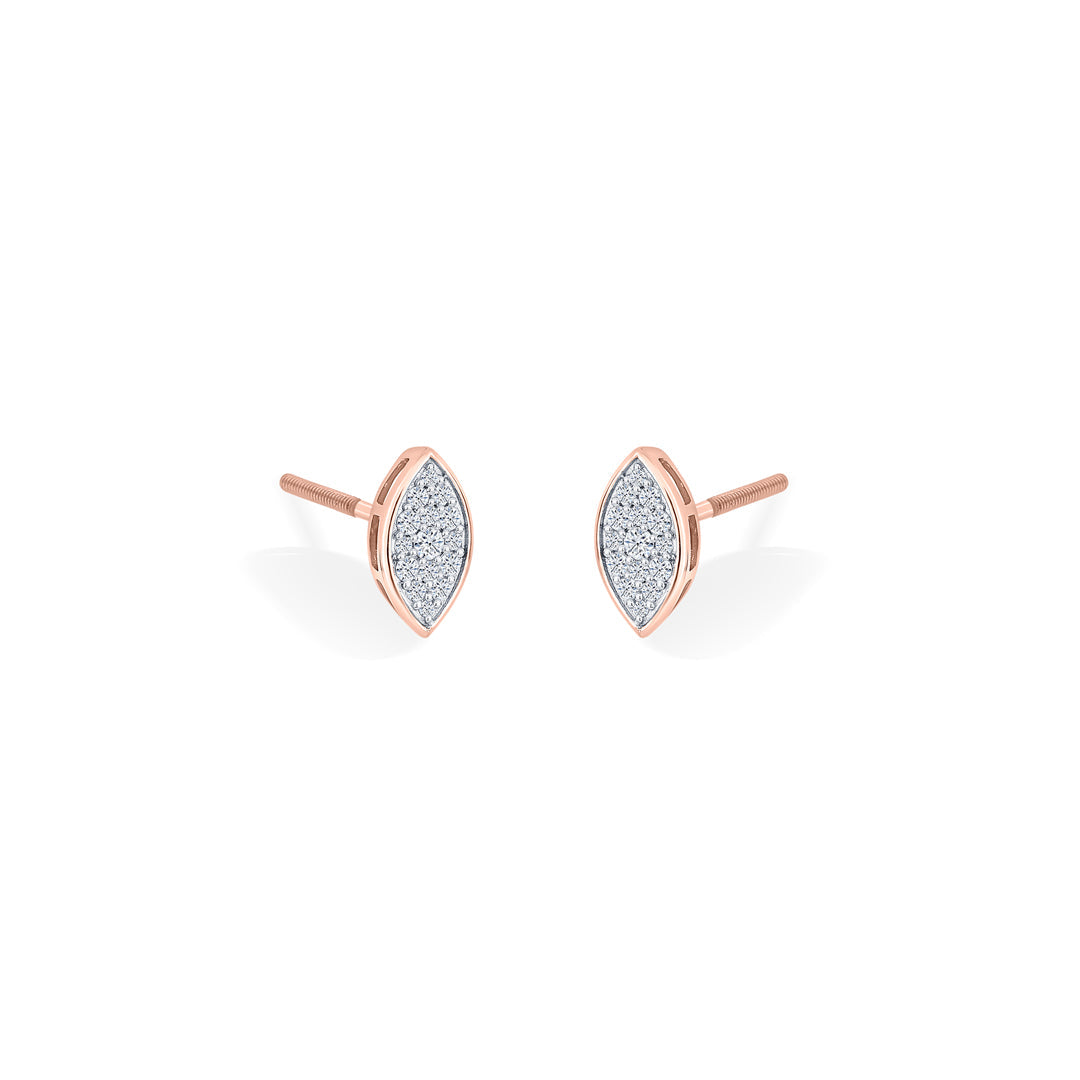 Marquise Gleam Diamond & Gold Stud Earrings for Women